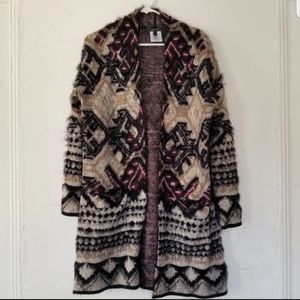 BCBGMAXAZRIA Aztec Style Mid Length Duster